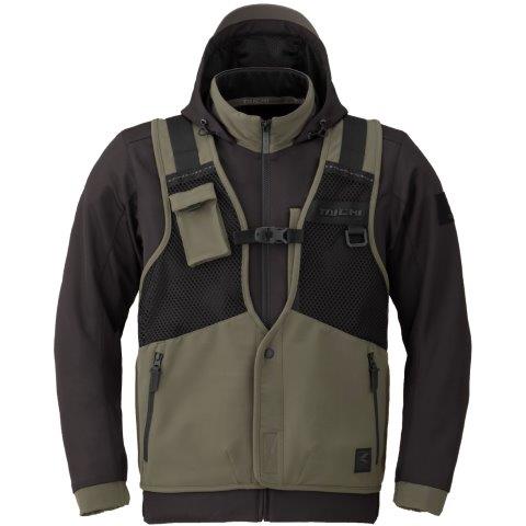 オーバーラップメッシュ パーカ ブラック/カーキ 3XLサイズ RSJ347 アールエスタイチ