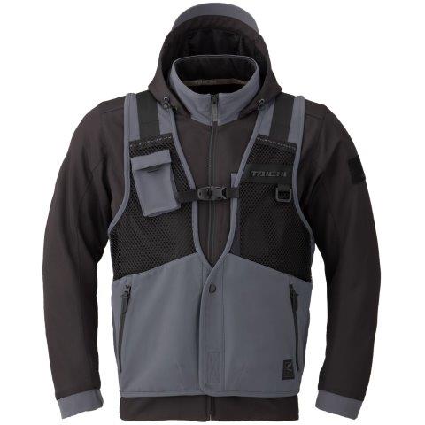 オーバーラップメッシュ パーカ ブラック/ガンメタル Mサイズ RSJ347 アールエスタイチ