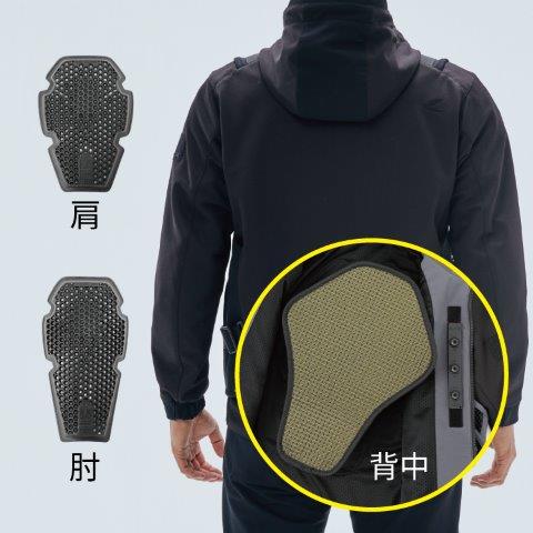 オーバーラップメッシュ パーカ ブラック/ガンメタル Mサイズ RSJ347 アールエスタイチ