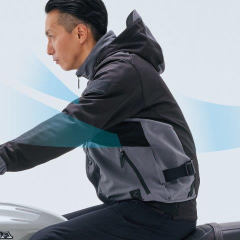 オーバーラップメッシュ パーカ ブラック/ブラック Lサイズ RSJ347 アールエスタイチ