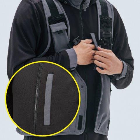 オーバーラップメッシュ パーカ ブラック/ブラック Lサイズ RSJ347 アールエスタイチ