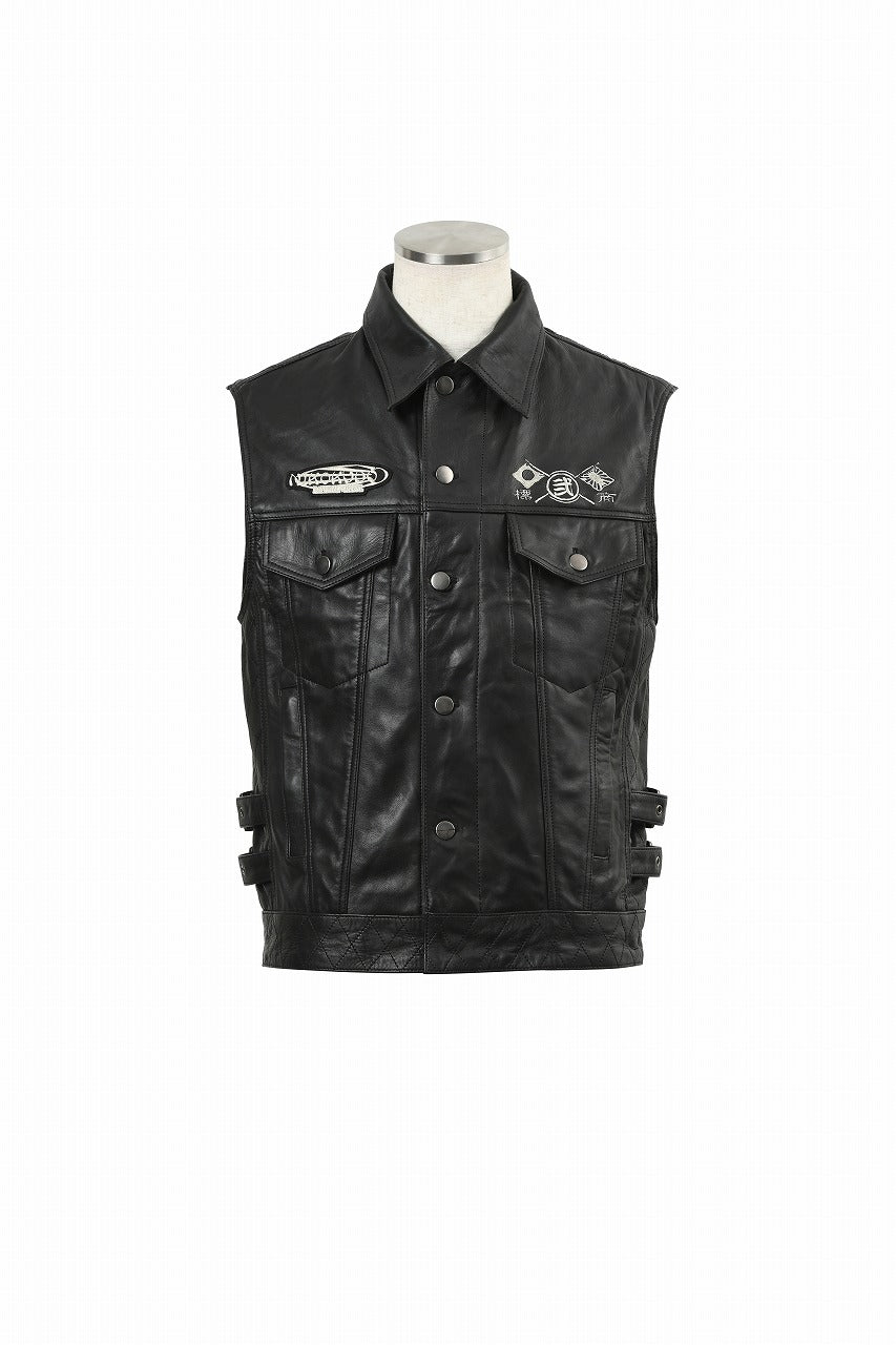 弐黒堂 ミッドナイトライドレザーベスト BLACK LLサイズ WBJN-90【メンズ】【背中プロテクター別売】