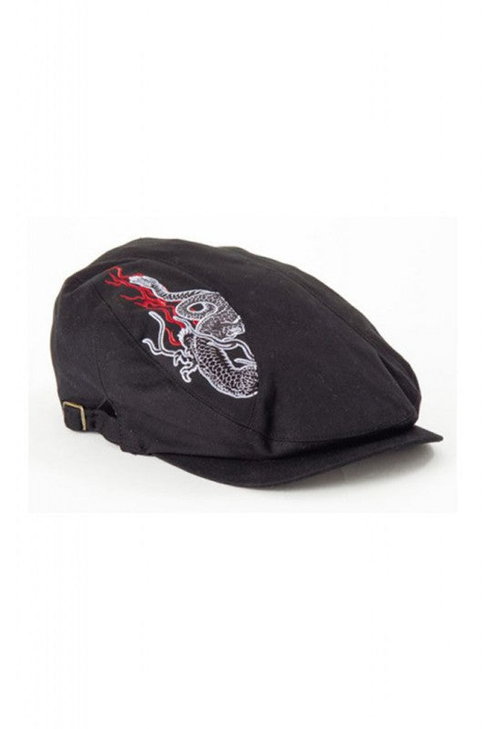 弐黒堂 バイクブランドキャップ ハンチングキャップ「龍雲(リュウウン)」 黒/黒 フリーサイズ WBKN-477