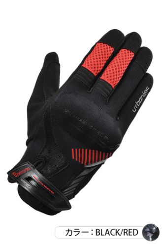 アーバニズム アーバンプロテクトメッシュグローブ バイク/メンズ/春夏 ブラック/レッド Lサイズ UNG-238