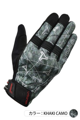 アーバニズム アーバンメッシュグローブ バイク/メンズ/春夏 カーキカモ Lサイズ UNG-239
