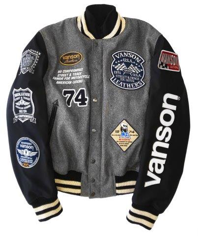 バンソン アワードジャケット バイク/メンズ/秋冬 グレー/ブラック XLサイズ VS21101W