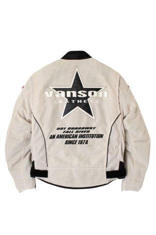 取寄 バンソン メッシュライダースジャケット アイボリー/ブラック Mサイズ VS23105S