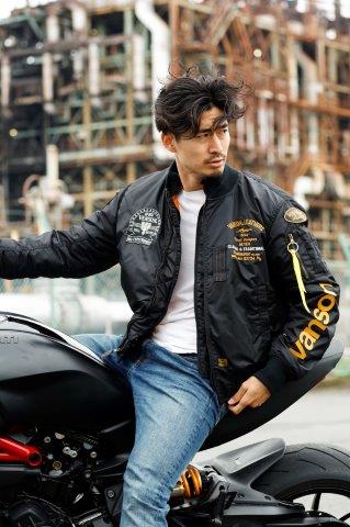 MA-1ジャケット ブラック/アイボリー Lサイズ VS23108W バンソン