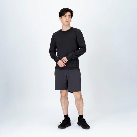 【氷撃α】冷感シャツ長袖クルーネック ブラック Lサイズ 25151631 フリーズテック