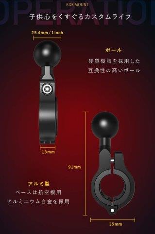 マウントキット レギュラーマウント用 90mm (17mm - 25.4mm) KDR-R202 カエディア