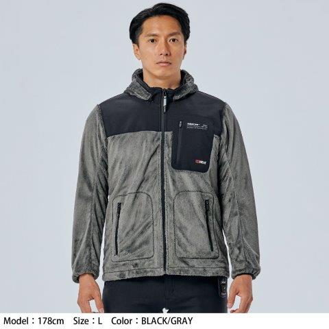 取寄 e-HEAT フリース インナーパーカ ブラック XXLサイズ RSU638 アールエスタイチ