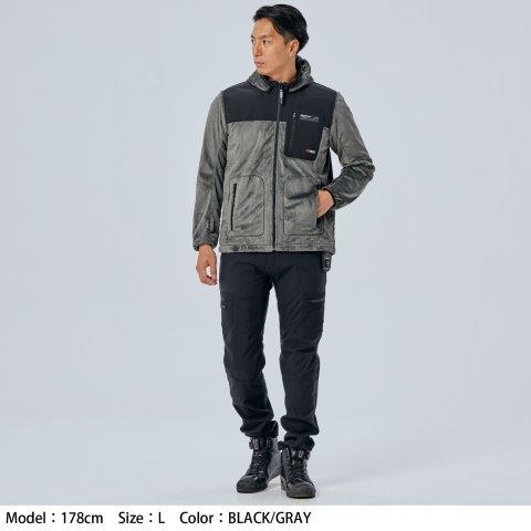 取寄 e-HEAT フリース インナーパーカ ブラック Sサイズ RSU638 アールエスタイチ