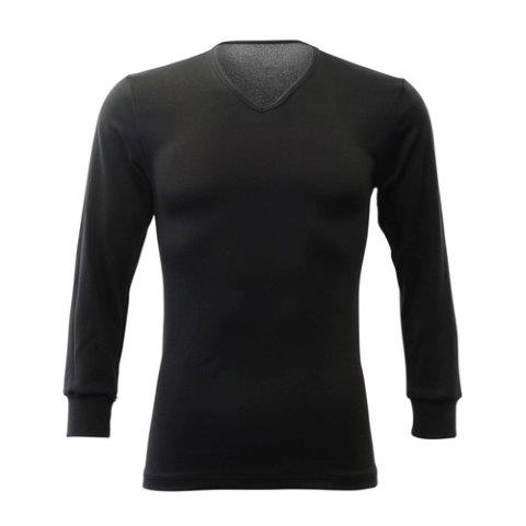 Vネック9分袖 [メンズ] ブラック Mサイズ 26100011 サーモワン ライトウェイト