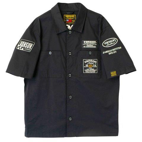 取寄 ワークシャツ ブラック/アイボリー Mサイズ SVS2506S バンソン トゥルーパーS