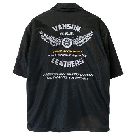 取寄 メッシュワークシャツ ブラック/シルバー Lサイズ TVS2505S バンソン トゥルーパー