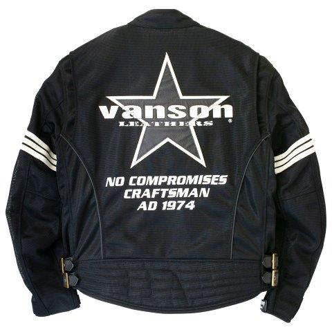 取寄 メッシュライダースジャケット ブラック/ホワイト 3XLサイズ VS25105S バンソン