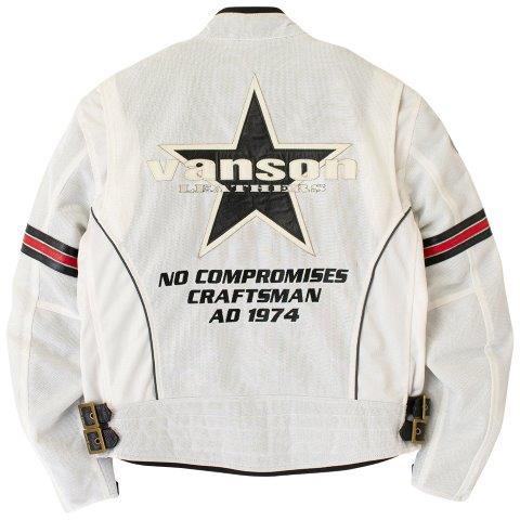 取寄 メッシュライダースジャケット アイボリー/ブラック Mサイズ VS25105S バンソン