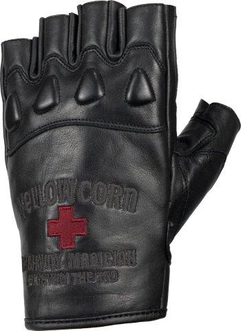 レザーハーフフィンガーグローブ オールブラック LLサイズ YG-249S イエローコーン