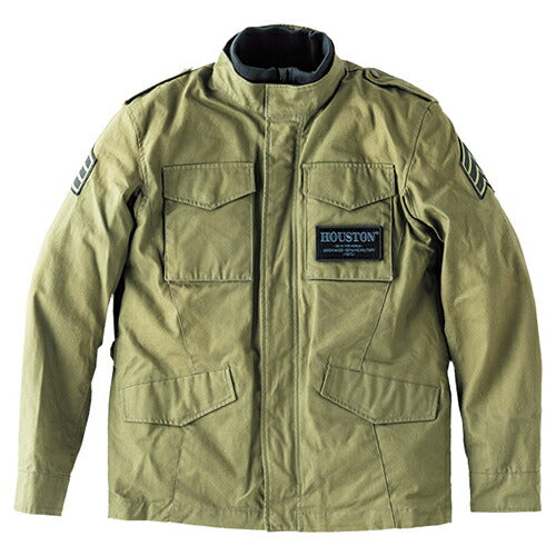 ヒューストン HTVA1912W M-65 COTTON M/C JAC HTVA1912W カーキ Mサイズ メンズ 防水 脱着式防寒インナーベスト装備 肩･肘･背中･胸部プロテクター標準装備