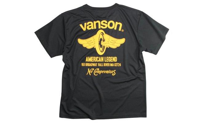 バンソン  コットンTシャツ メンズ/速乾性/綿 ブラック/イエロー Sサイズ VSC20802S