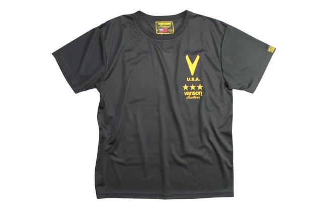 バンソン  コットンTシャツ メンズ/速乾性/綿 ブラック/イエロー Sサイズ VSC20802S