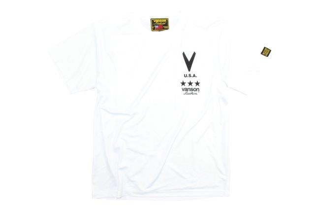バンソン  コットンTシャツ メンズ/速乾性/綿 ホワイト/ブラック Lサイズ VSC20802S