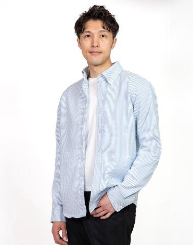 取寄 イージーライドシャツ ブルーストライプ Mサイズ PJ-24110 パワーエイジ