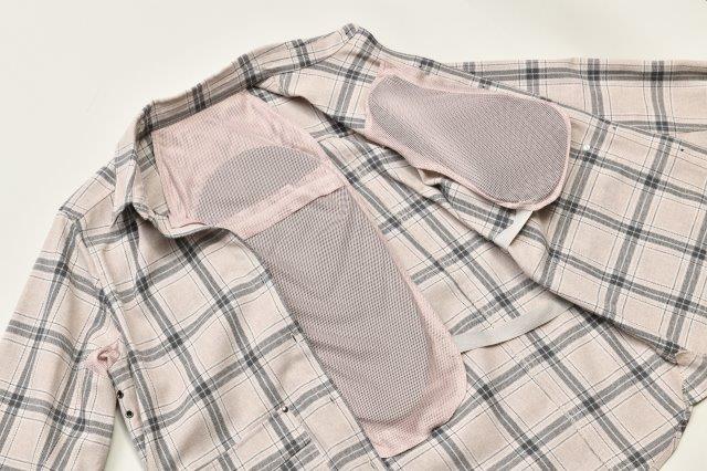 ロッソスタイルラボ プロテクションシャツ レディース グレージュチェック L+サイズ ROJ-110