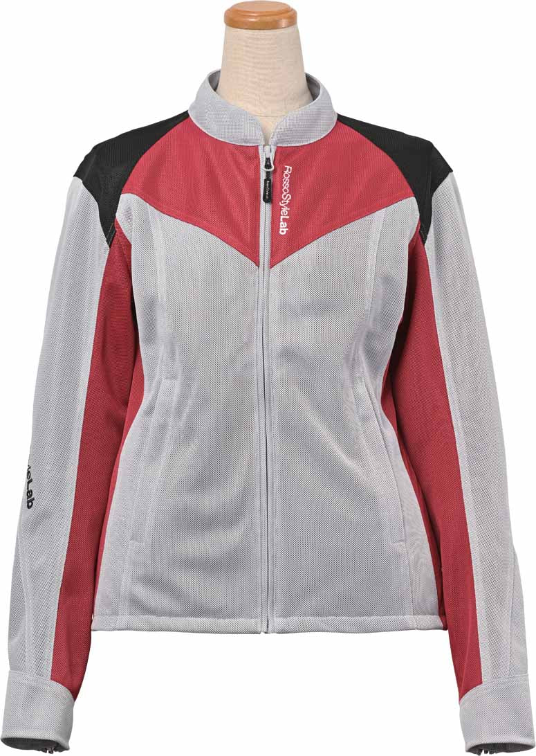 ロッソスタイルラボ?ライダースメッシュジャケット ライトグレー/レッド Mサイズ ROJ-114