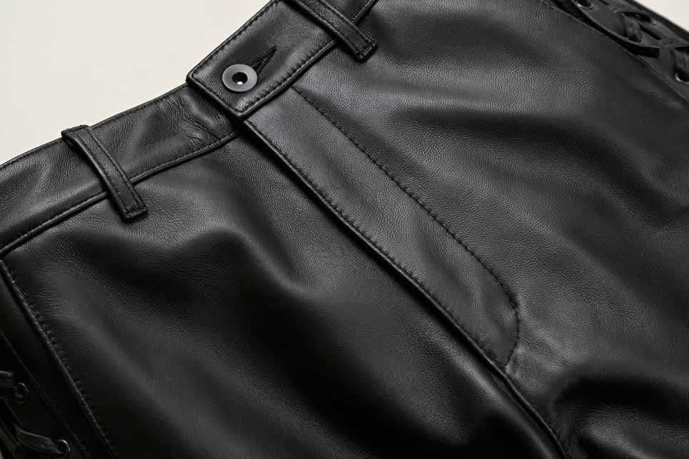 ロッソスタイルラボ?レースアップレザーパンツ ブラック Sサイズ ROP-62