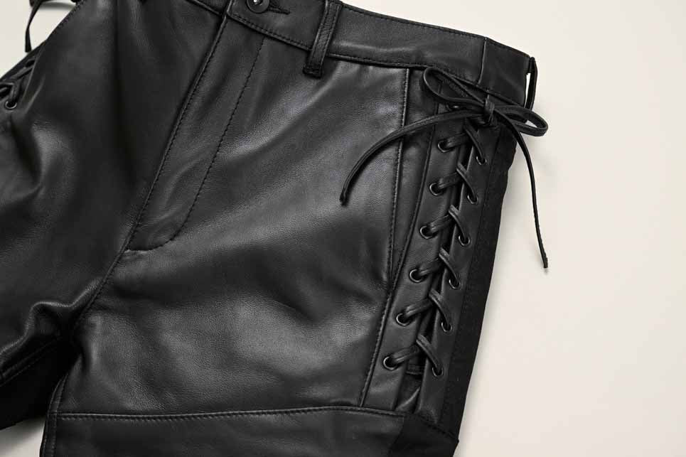 ロッソスタイルラボ?レースアップレザーパンツ ブラック Mサイズ ROP-62