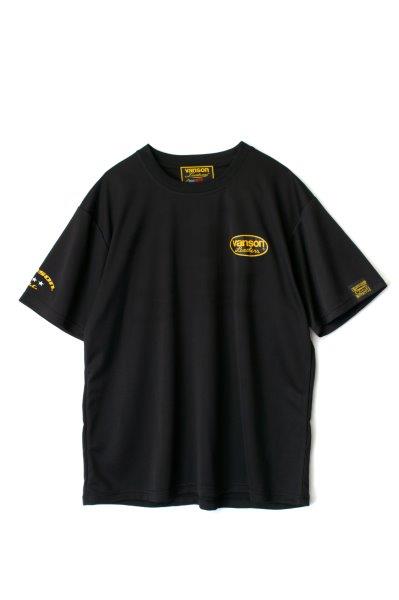 バンソン メッシュTシャツ メンズ ブラック/イエロー 2XLサイズ VS22802S