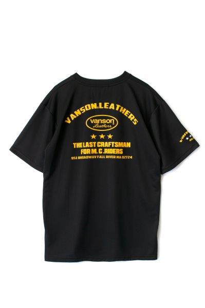 バンソン メッシュTシャツ メンズ ブラック/イエロー Lサイズ VS22802S