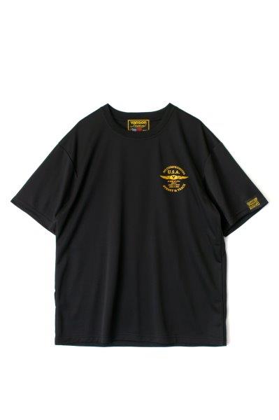 バンソン メッシュTシャツ メンズ ブラック/イエロー 2XLサイズ VS22805S