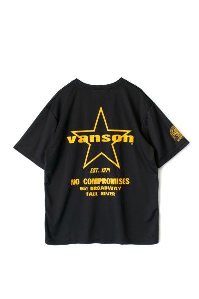 バンソン メッシュTシャツ メンズ ブラック/イエロー 2XLサイズ VS22808S