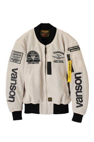 バンソン メッシュMA-1ジャケット アイボリー/ブラック Lサイズ VS23101S