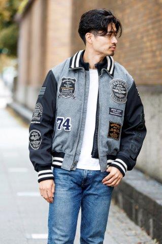 アワードジャケット グレー/アイボリー Mサイズ VS23107W バンソン