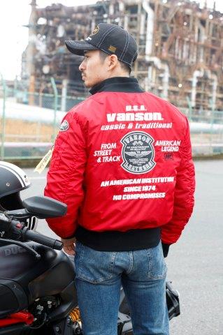 MA-1ジャケット レッド/ホワイト 2XLサイズ VS23108W バンソン