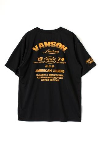 取寄 バンソン メッシュTシャツ ブラック/イエロー 2XLサイズ VS23802S