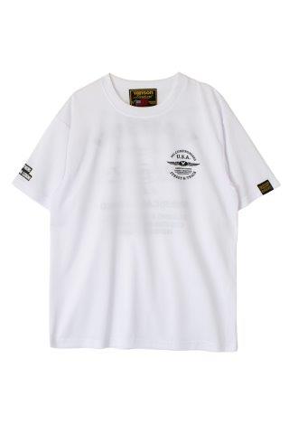 取寄 バンソン メッシュTシャツ ホワイト/ブラック 2XLサイズ VS23802S