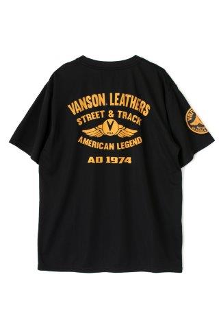 取寄 バンソン メッシュTシャツ ブラック/イエロー 2XLサイズ VS23804S