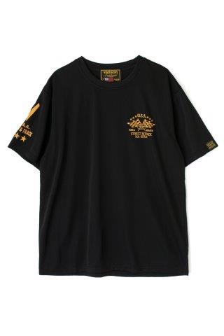 取寄 バンソン メッシュTシャツ ブラック/イエロー 2XLサイズ VS23805S