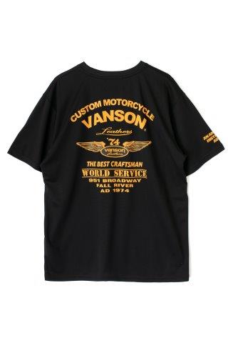 取寄 バンソン メッシュTシャツ ブラック/イエロー 2XLサイズ VS23806S