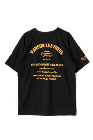 取寄 バンソン メッシュTシャツ ブラック/イエロー 2XLサイズ VS23807S